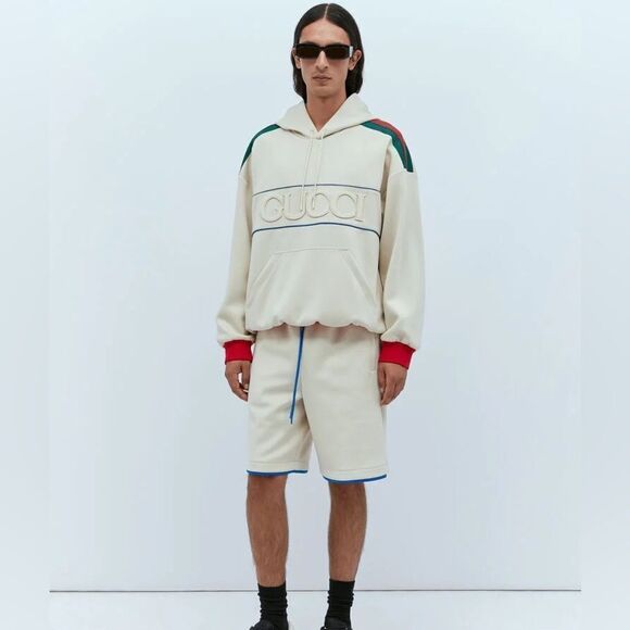 Gucci NWT Logo Embossed Web Stripe Basketball Shorts Medium - Picture 6 of 13